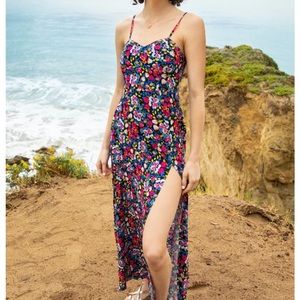 YUMI KIM Last dance westchester black floral sleeveless maxi dress with slit